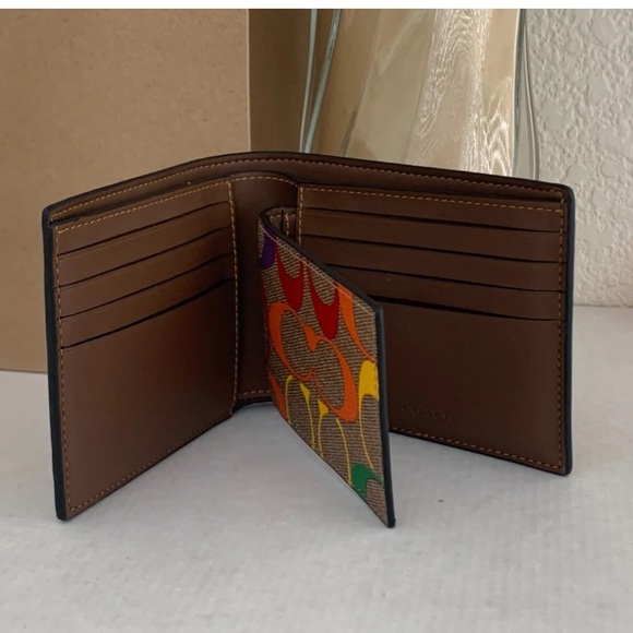 Coach Men's 3 In 1 Compact ID Wallet in Rainbow Signature & Leather - Picture 5 of 11